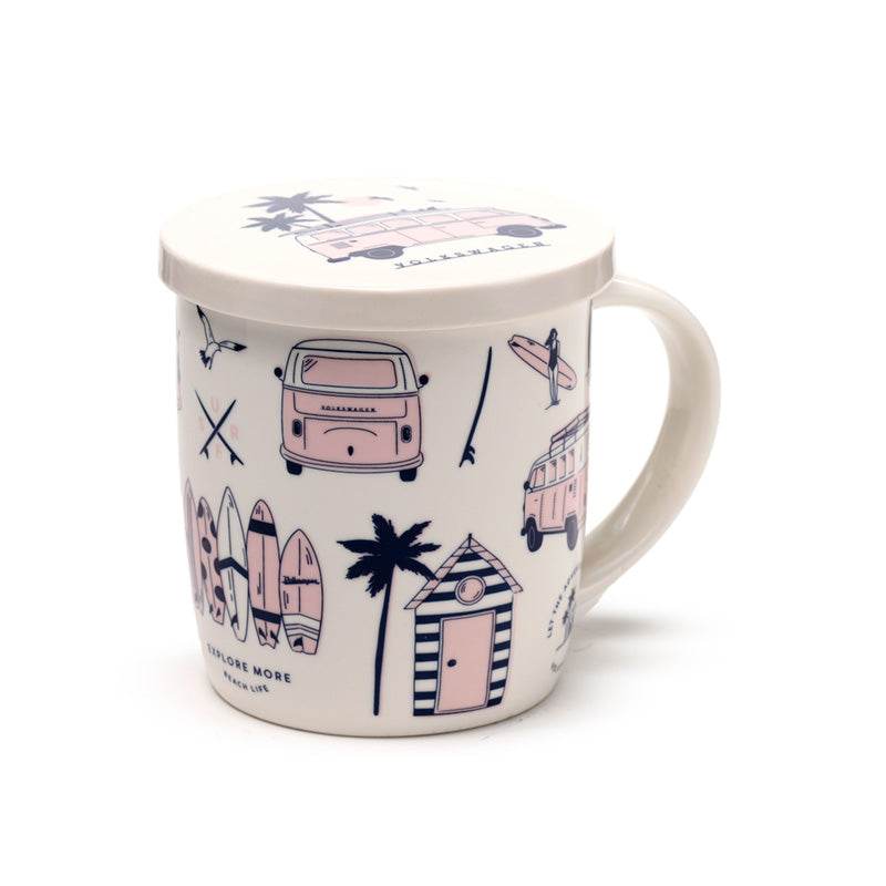Volkswagen VW T1 Camper Bus Explore More Infuser Mug Set with Lid - Gift Arch