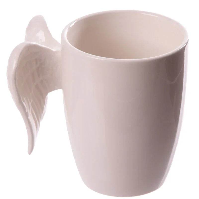 White Angel Wings Ceramic Shaped Handle Mug - Gift Arch