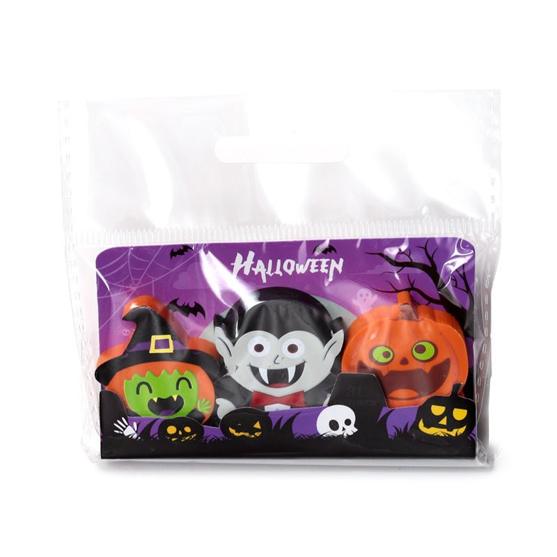 Witch, Vampire & Pumpkin 3 Piece Eraser Set - Gift Arch