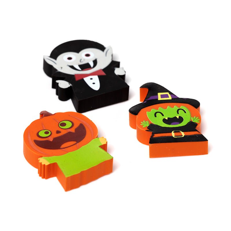 Witch, Vampire & Pumpkin 3 Piece Eraser Set - Gift Arch