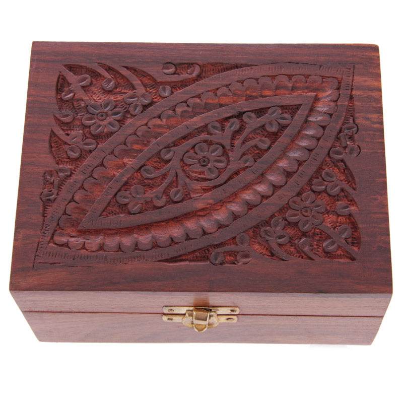 Sheesham Wood Essential Oil Box Design 1 (Holds 12 Bottles) - Gift Arch