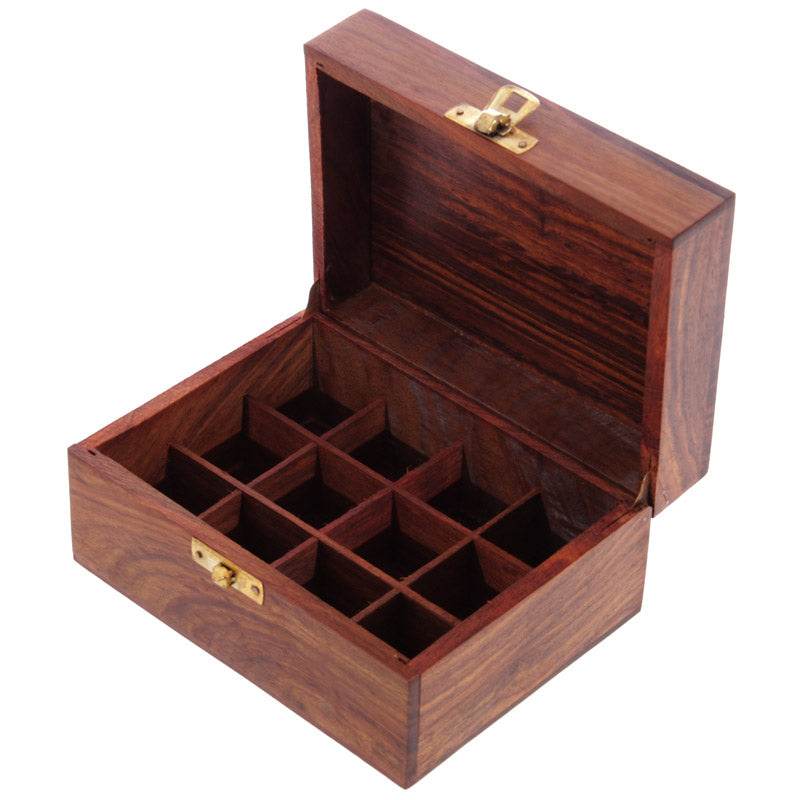 Sheesham Wood Essential Oil Box Design 1 (Holds 12 Bottles) - Gift Arch