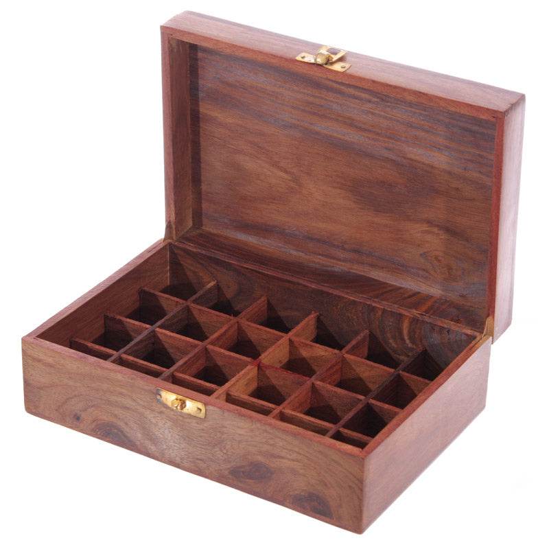 Sheesham Wood Essential Oil Box Design 1 (Holds 24 Bottles) - Gift Arch