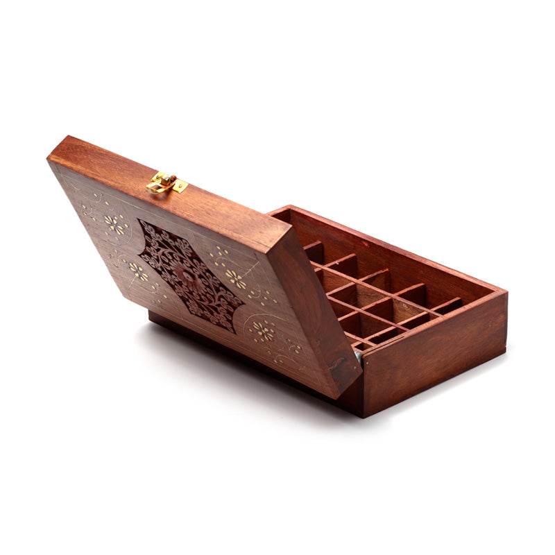 Sheesham Wood Essential Oil Box Design 2 (Holds 24 Bottles) - Gift Arch