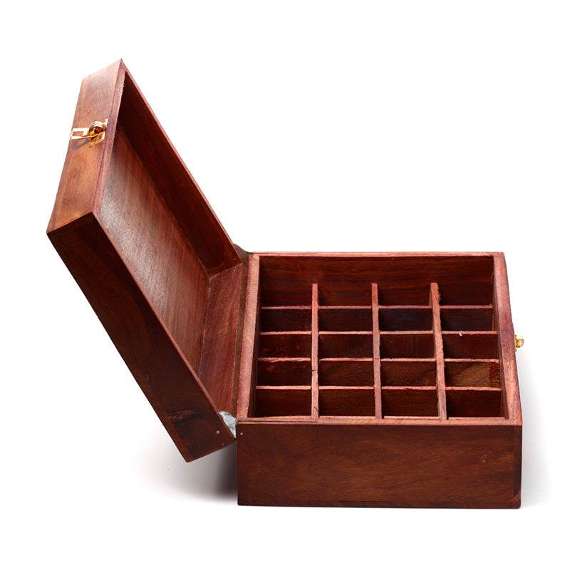 Sheesham Wood Essential Oil Box Design 2 (Holds 24 Bottles) - Gift Arch
