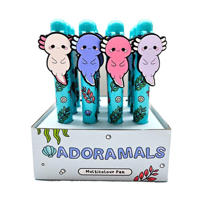 Adoramals Maddie the Axolotl Multi Colour Pen with Charm (6 Colours) - Gift Arch