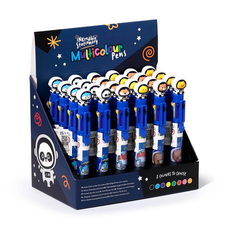 Space Team Multi Colour Pen with Topper (8 Colours) - Gift Arch