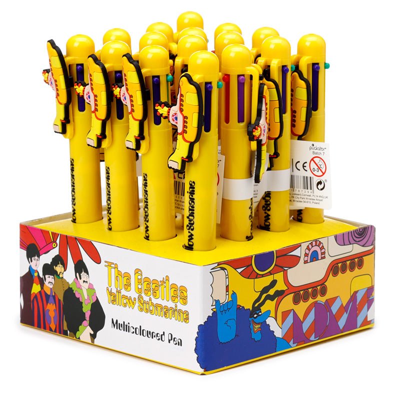The Beatles Yellow Submarine Multi Colour Pen with Charm (6 Colours) - Gift Arch