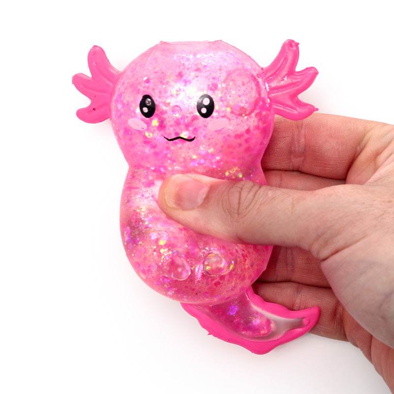 Squeezable Glitter Axolotl Stress Toy - Gift Arch