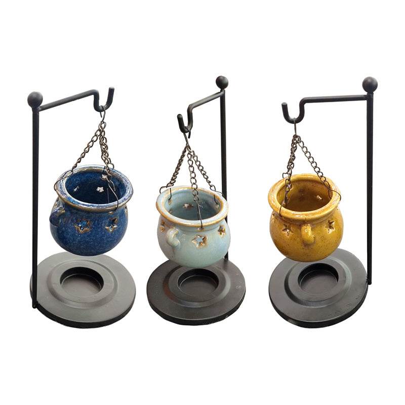 Eden Cauldron Shaped Hanging Oil Burner with Stand - Gift Arch
