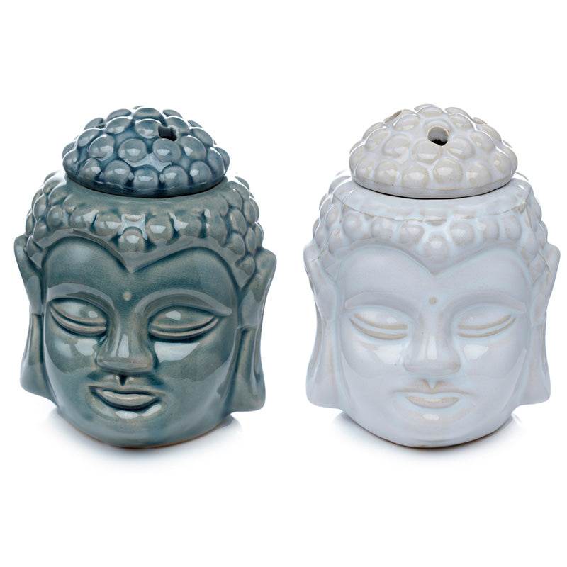 Eden Crackle Glaze Thai Buddha Head Ceramic Oil Burner - Gift Arch