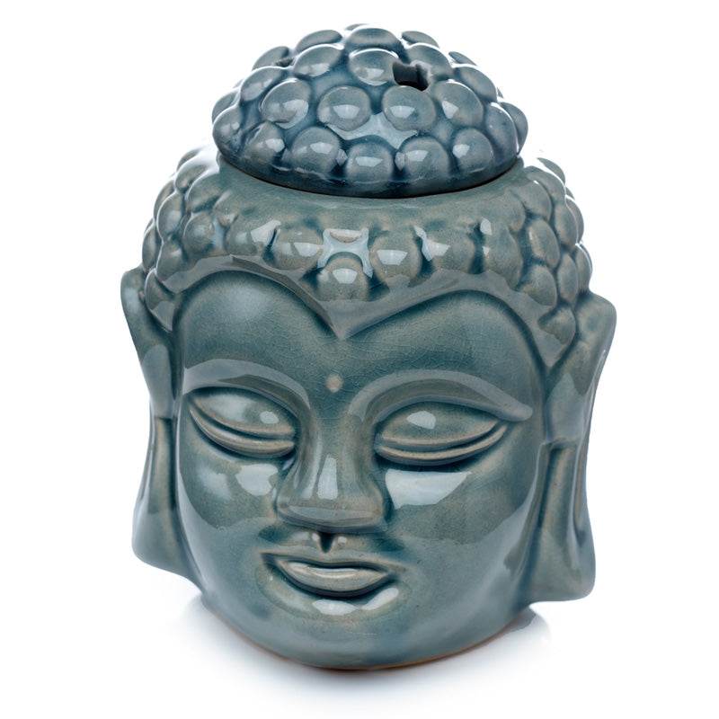 Eden Crackle Glaze Thai Buddha Head Ceramic Oil Burner - Gift Arch
