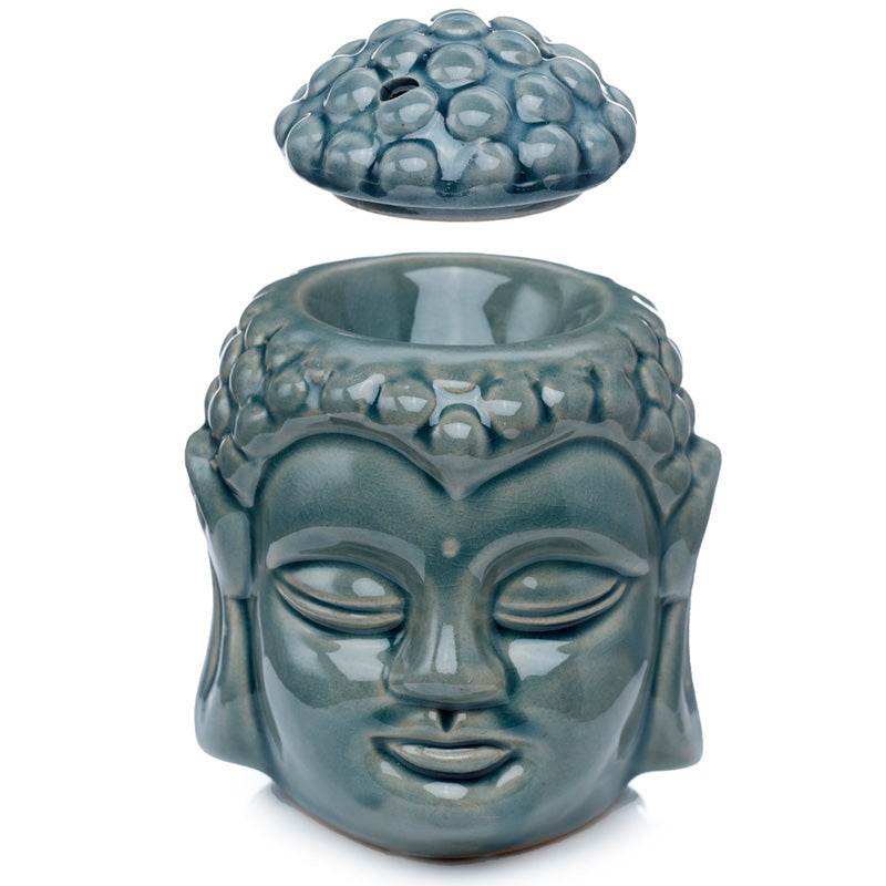 Eden Crackle Glaze Thai Buddha Head Ceramic Oil Burner - Gift Arch