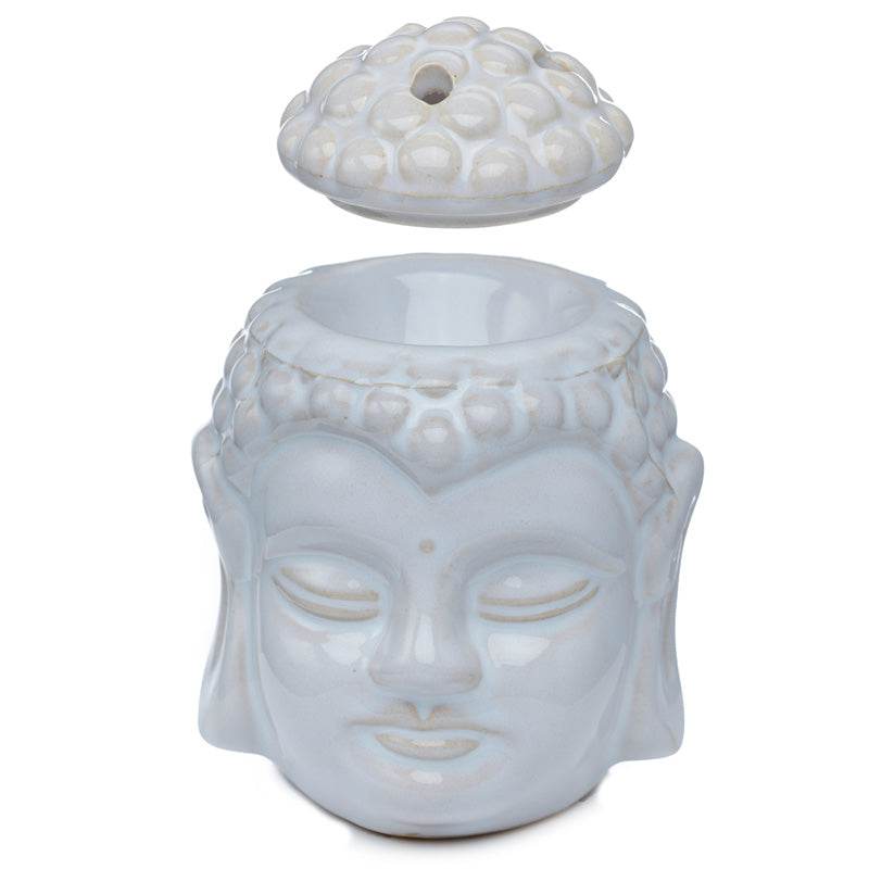 Eden Crackle Glaze Thai Buddha Head Ceramic Oil Burner - Gift Arch