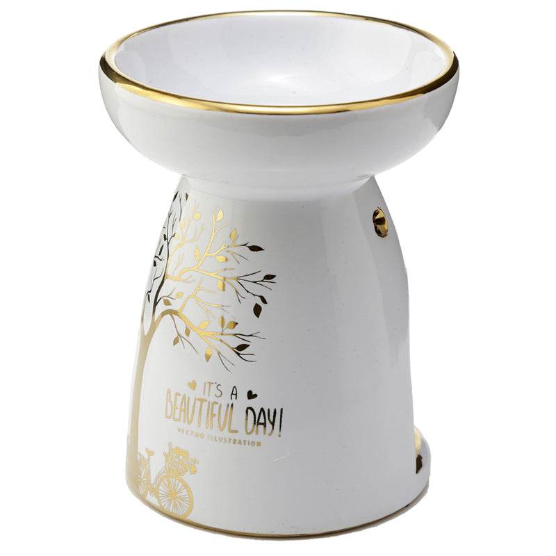 Eden Metallic Gold Tree Ceramic Oil & Wax Melt Burner - Gift Arch