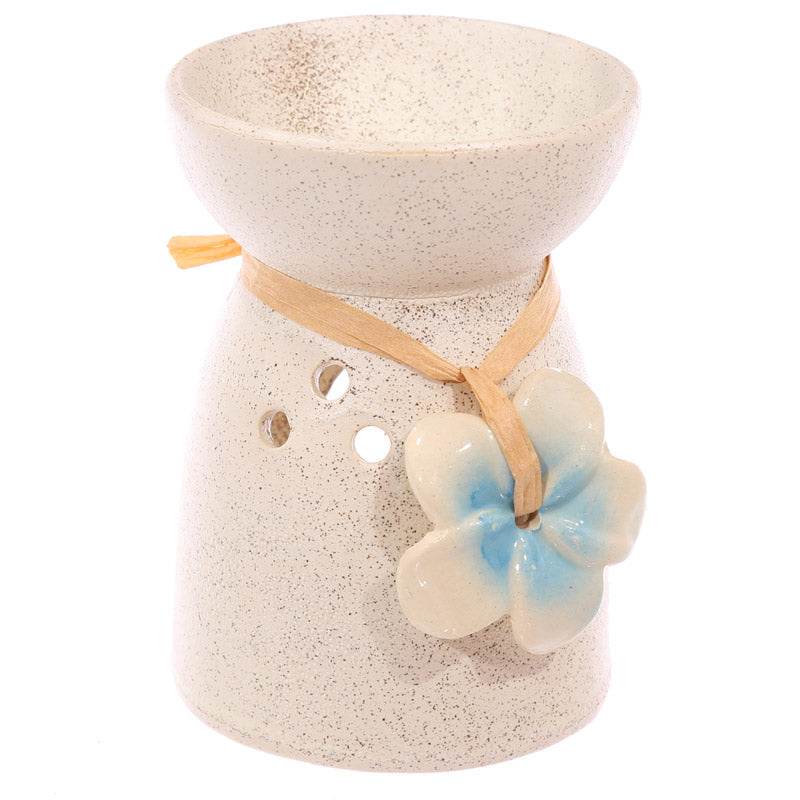 Eden Speckled Cream Ceramic Oil & Wax Melt Burner with Flower - Gift Arch