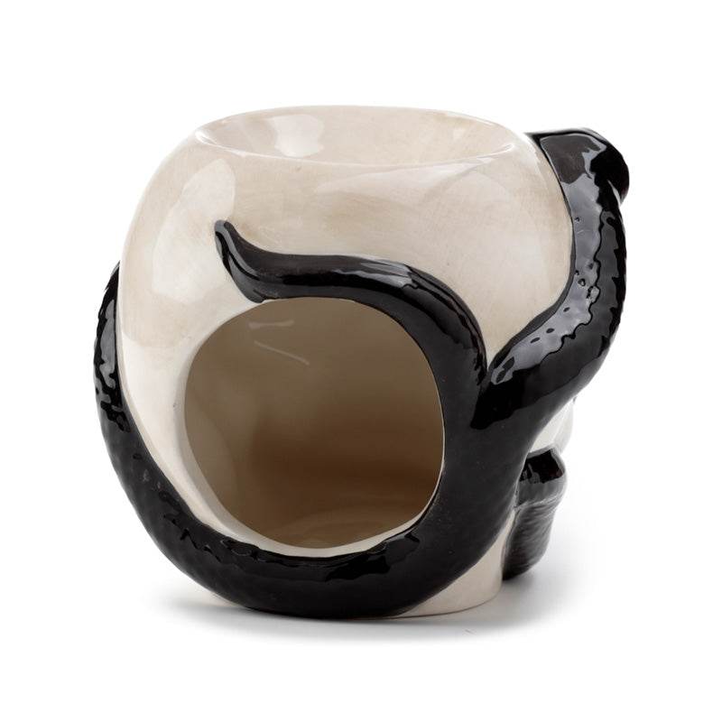 Skull with Coiled Snake Shaped Ceramic Oil Burner - Gift Arch