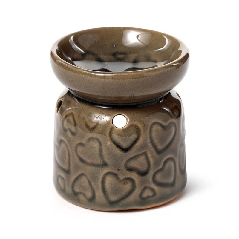 Small Ceramic Eden Oil Burner with Heart Pattern - Gift Arch