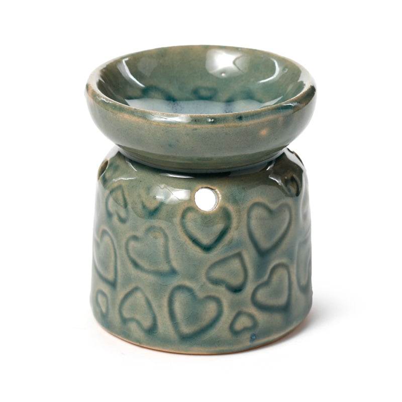 Small Ceramic Eden Oil Burner with Heart Pattern - Gift Arch