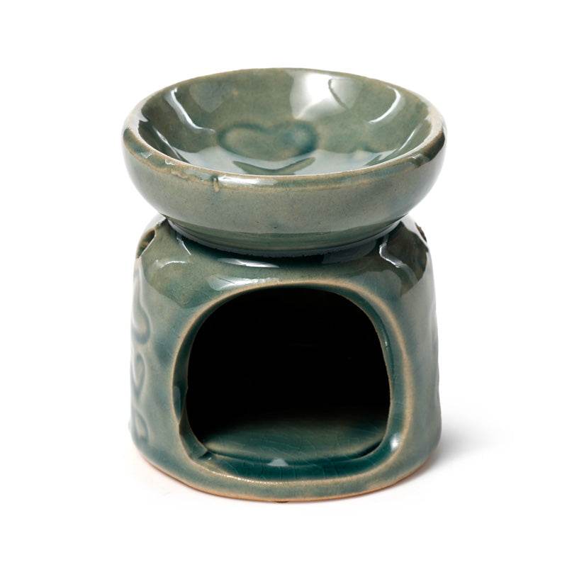 Small Ceramic Eden Oil Burner with Heart Pattern - Gift Arch