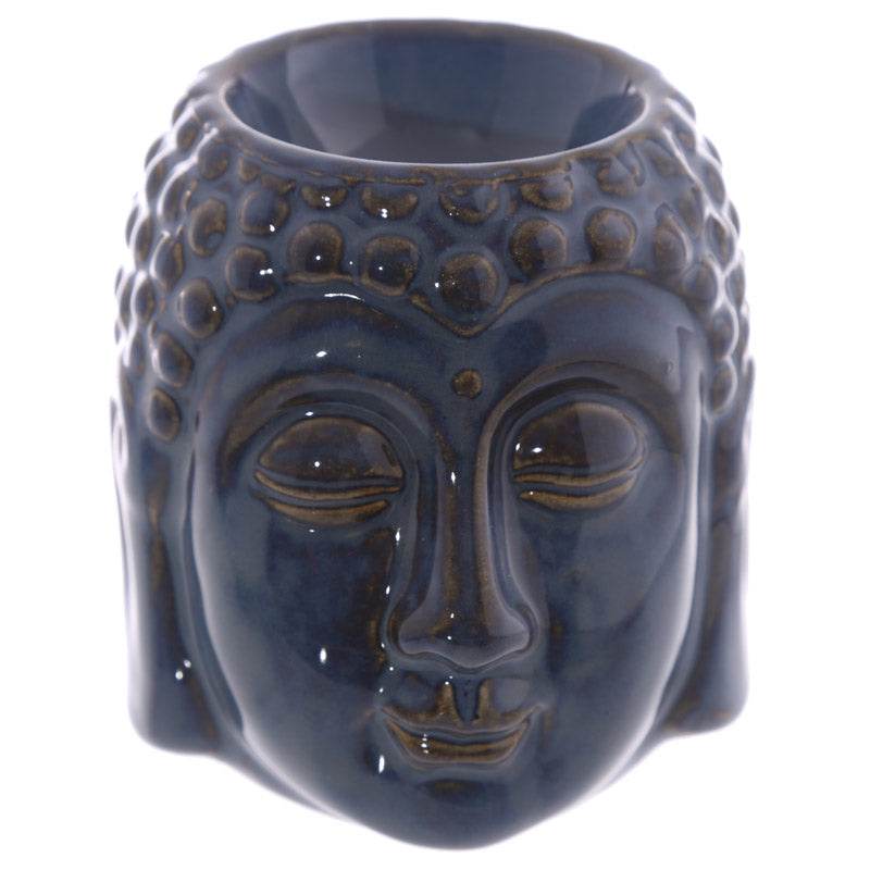 Small Crackle Glaze Ceramic Buddha Head Oil Burner - Gift Arch