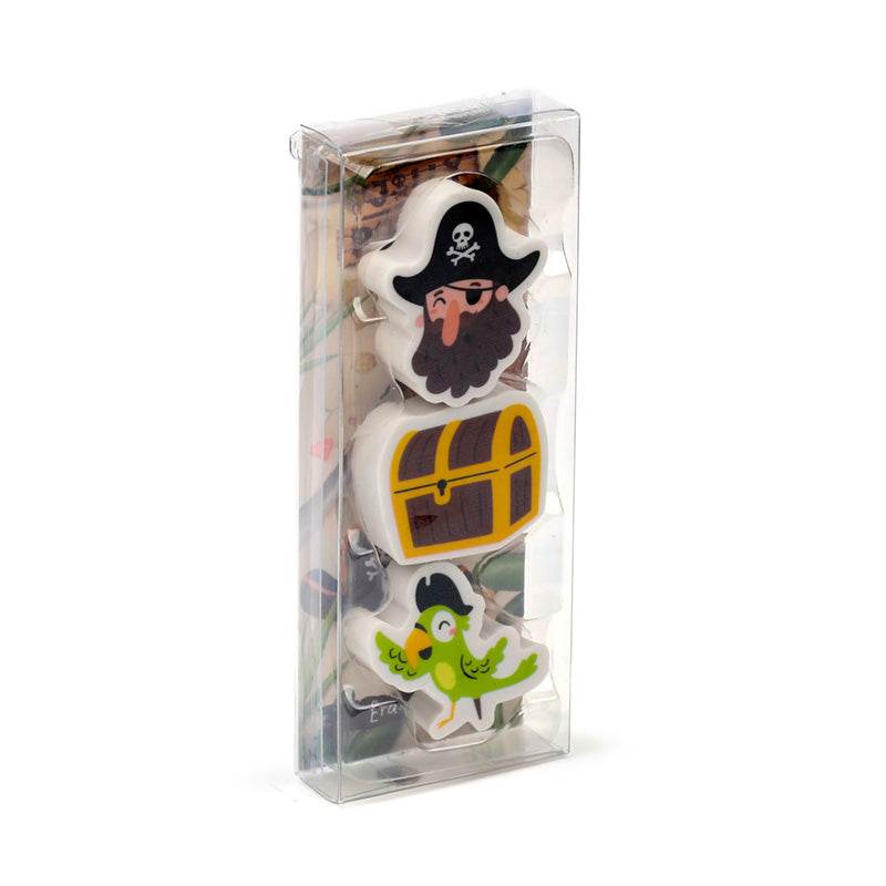 Jolly Roger Pirates 3 Piece Eraser Set - Gift Arch