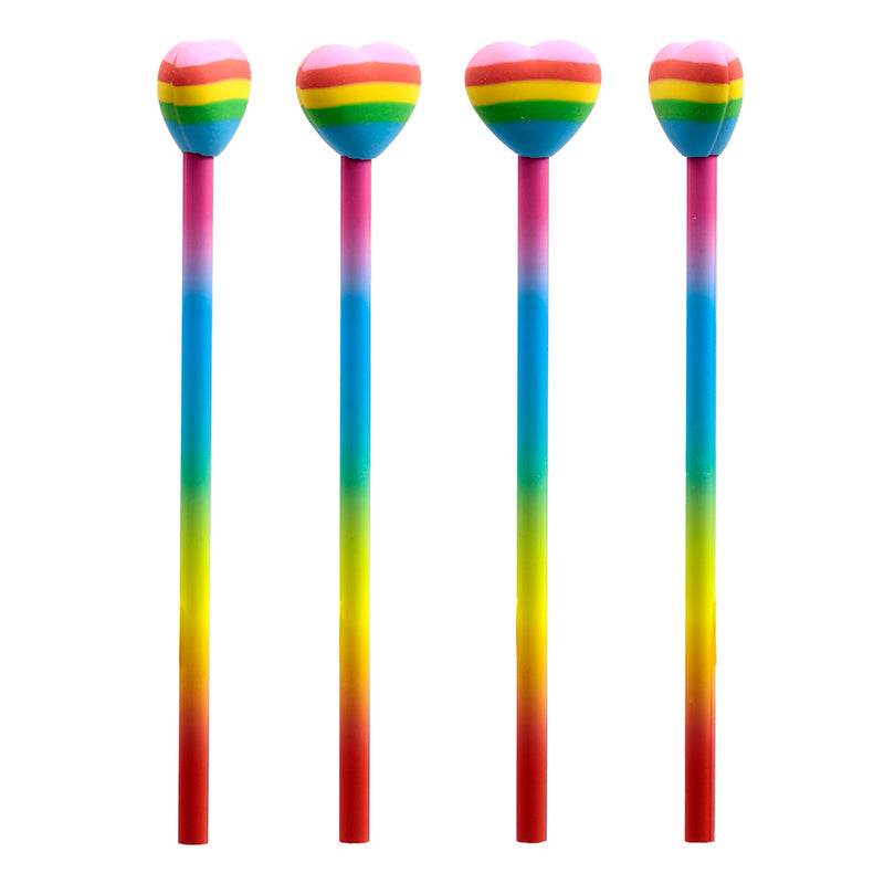 Rainbow Heart Pencil & Eraser Topper - Gift Arch