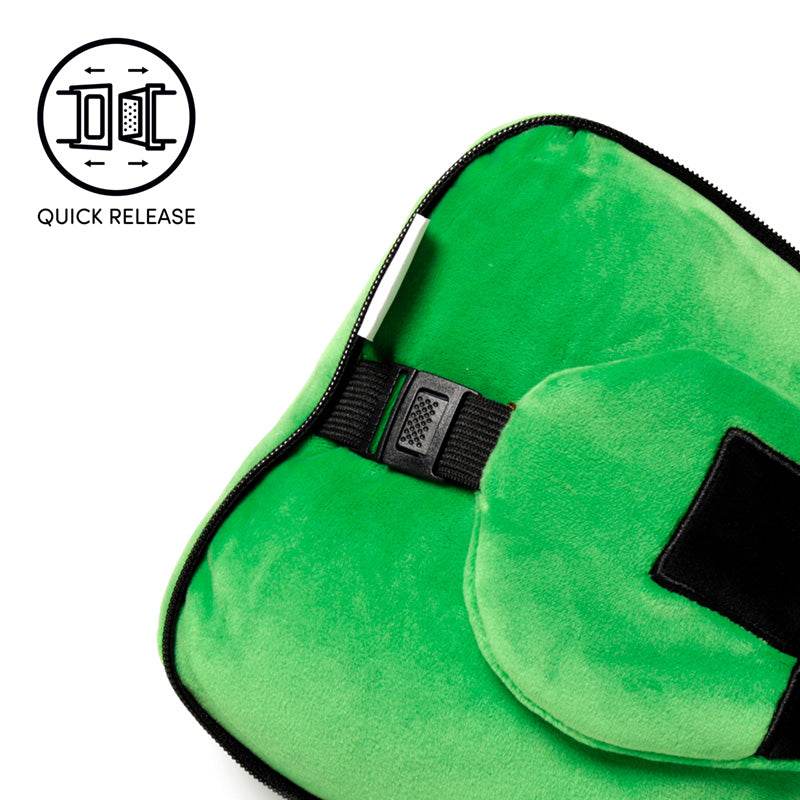 Relaxeazzz Minecraft Creeper Shaped Plush Travel Pillow & Eye Mask - Gift Arch