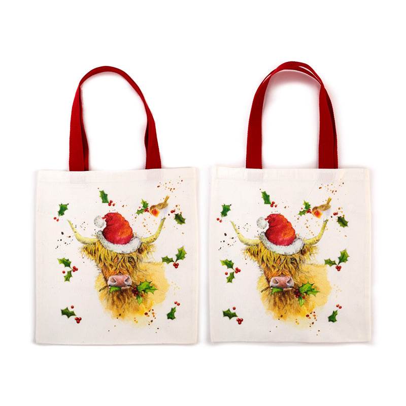 Jan Pashley Christmas Highland Coo Reusable Tote Bag - Gift Arch
