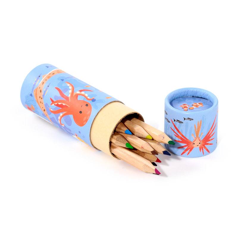 Mariniverse Pencil Pot with 12 Colouring Pencils - Gift Arch