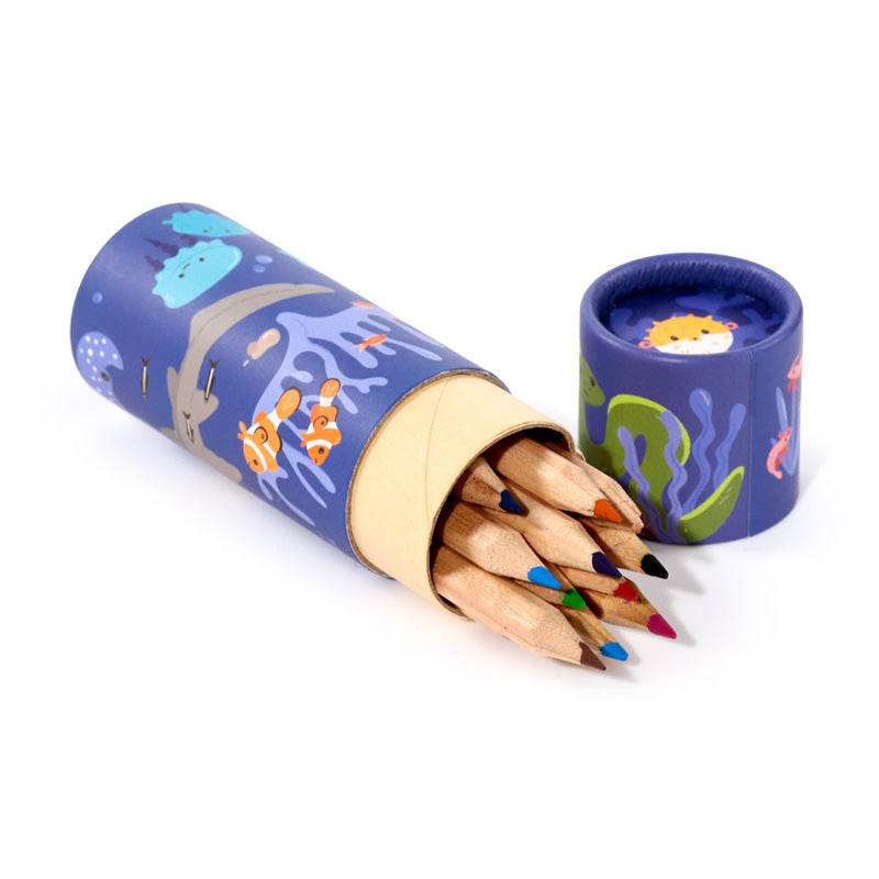 Mariniverse Pencil Pot with 12 Colouring Pencils - Gift Arch