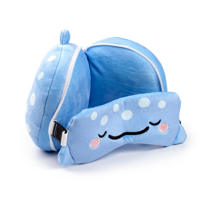 Relaxeazzz Adoramals Aoi the Whale Shark Plush Travel Pillow & Eye Mask - Gift Arch