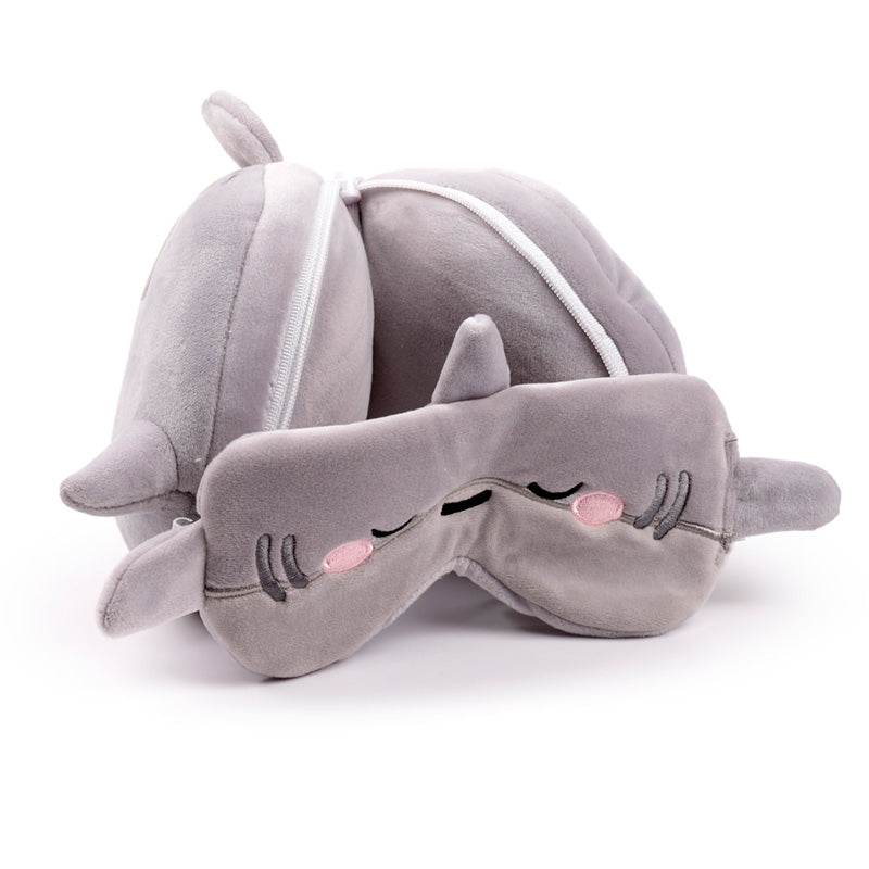 Relaxeazzz Adoramals Archie the Shark Plush Travel Pillow & Eye Mask - Gift Arch