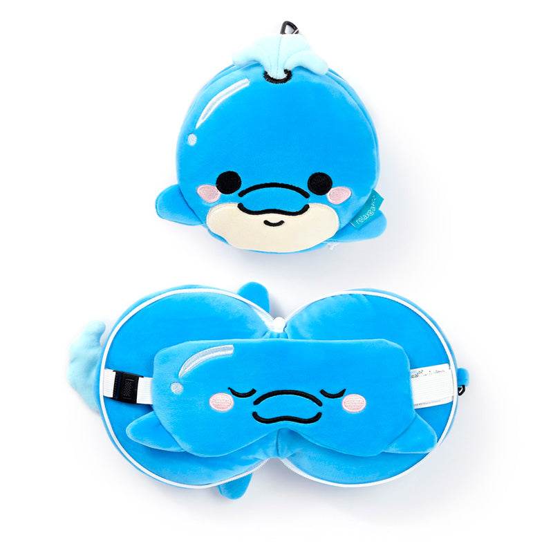 Relaxeazzz Adoramals Blu the Dolphin Plush Travel Pillow & Eye Mask - Gift Arch