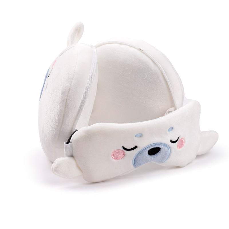 Relaxeazzz Adoramals Kai the Seal Plush Travel Pillow & Eye Mask - Gift Arch