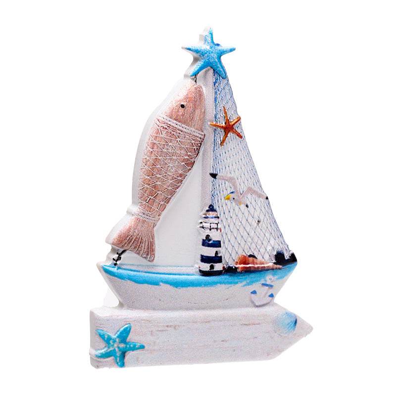 3D Printed Souvenir Seaside Magnet Sailing Boat Sign & Fish - Gift Arch