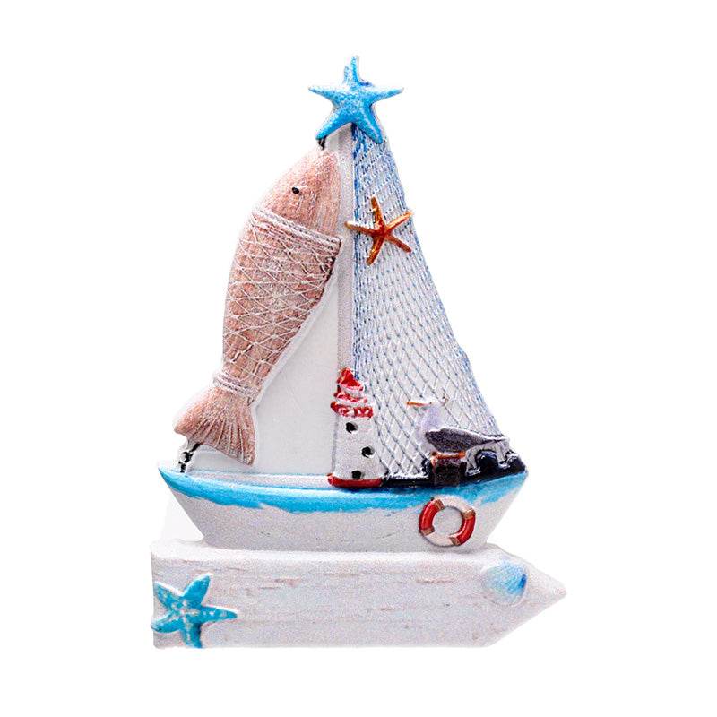 3D Printed Souvenir Seaside Magnet Sailing Boat Sign & Fish - Gift Arch