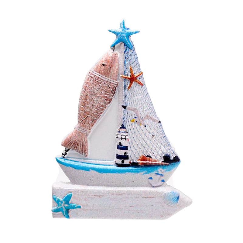 3D Printed Souvenir Seaside Magnet Sailing Boat Sign & Fish - Gift Arch