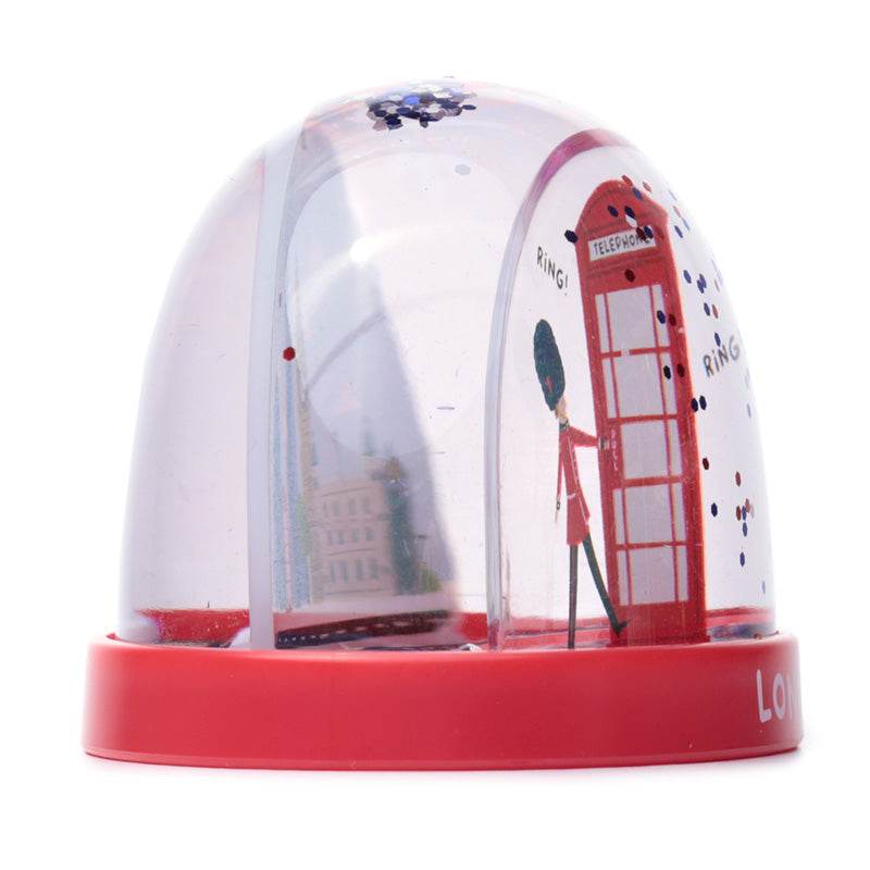 London Souvenir Red Telephone Box & Guardsman Medium Glitter Snow Storm - Gift Arch