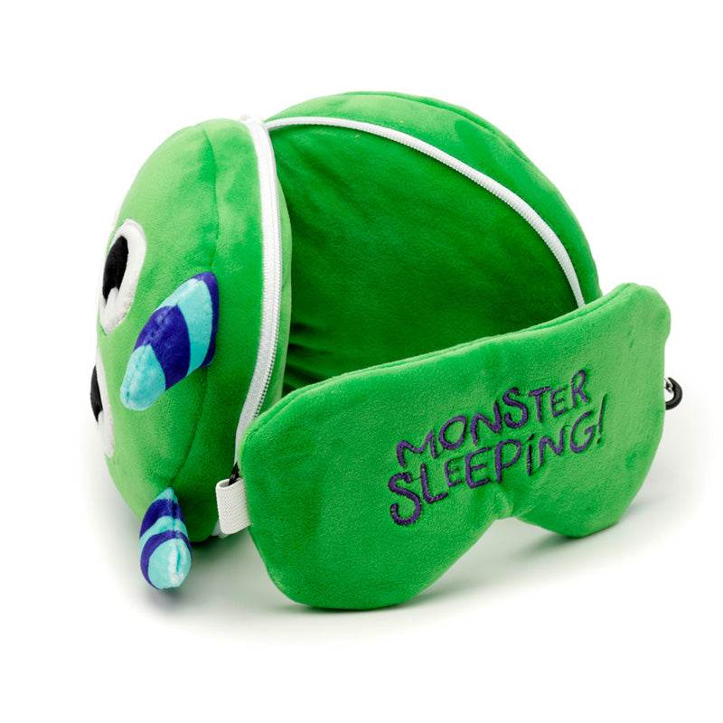 Relaxeazzz Green Monstarz Monster Plush Travel Pillow & Eye Mask - Gift Arch