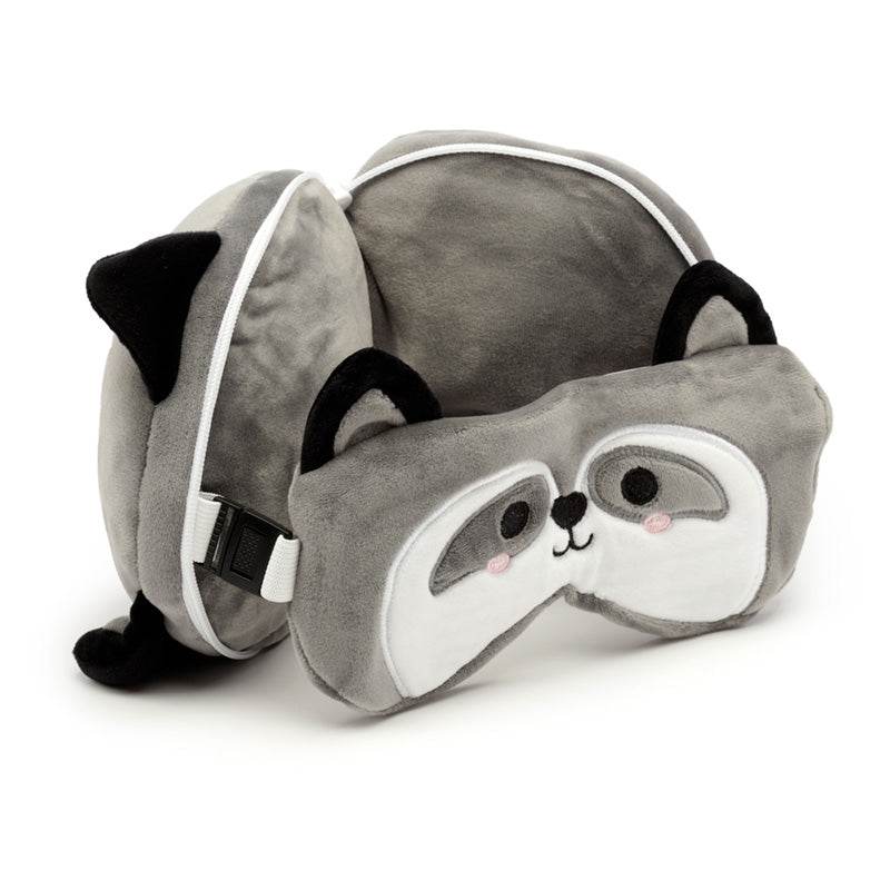 Relaxeazzz Raccoon Plush Travel Pillow & Eye Mask - Gift Arch
