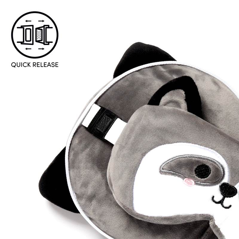 Relaxeazzz Raccoon Plush Travel Pillow & Eye Mask - Gift Arch