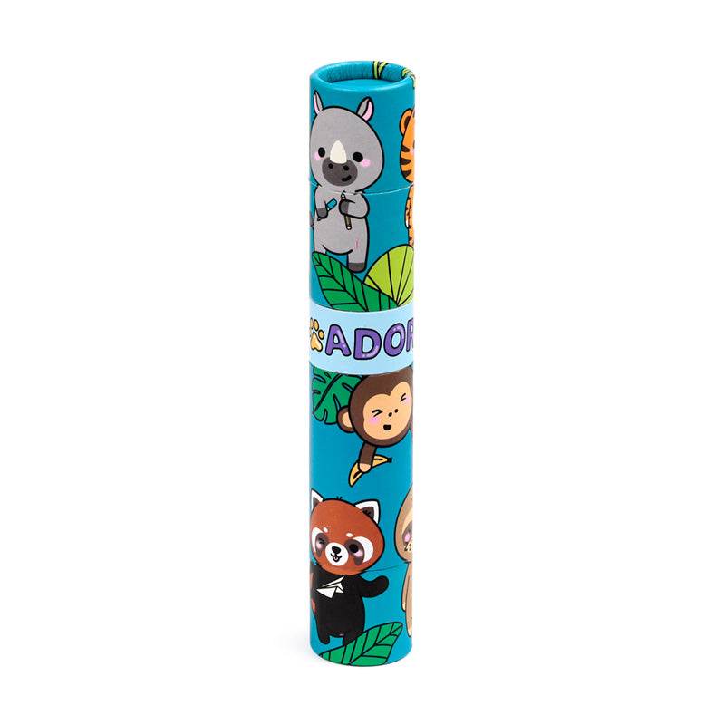 Adoramals Wild Large Twist Top Pencil Pot with 12 Colouring Pencils & Sharpener - Gift Arch
