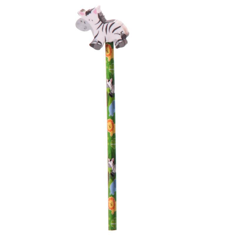 Jungle Animal Elephant, Panda, Lion, Zebra Pencil & Eraser Topper - Gift Arch