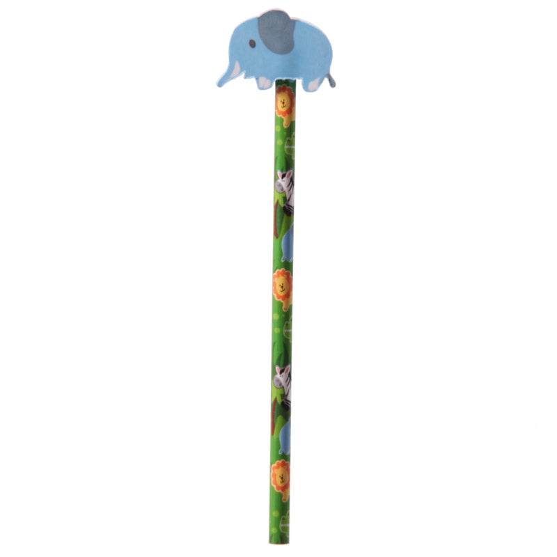 Jungle Animal Elephant, Panda, Lion, Zebra Pencil & Eraser Topper - Gift Arch