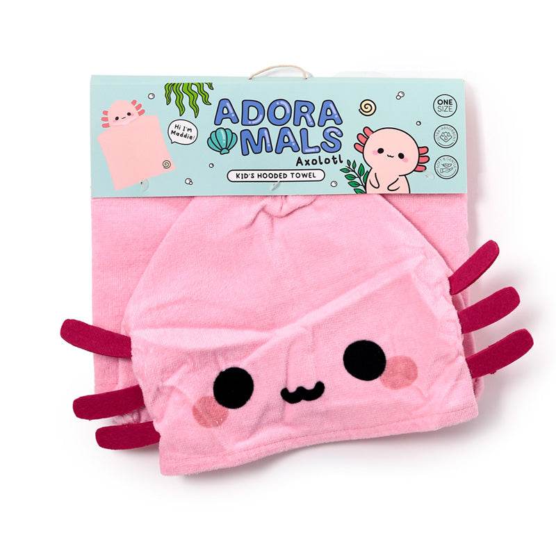 Maddie the Axolotl Adoramals Kids Hooded Towel - Gift Arch