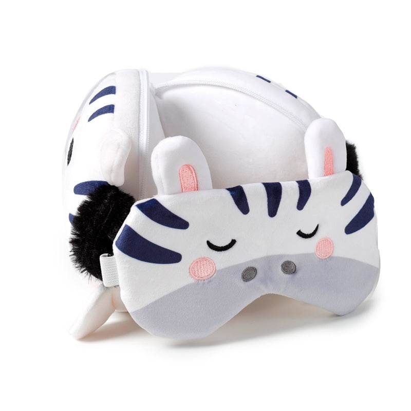 Relaxeazzz Adoramals Bali the Zebra Plush Travel Pillow & Eye Mask - Gift Arch