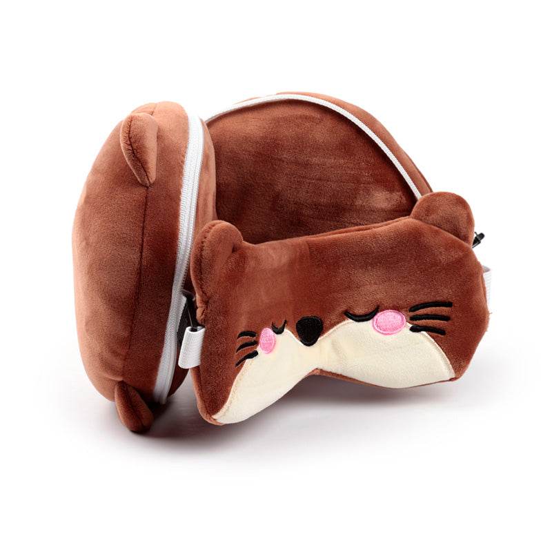 Relaxeazzz Adoramals Henry the Otter Plush Travel Pillow & Eye Mask - Gift Arch