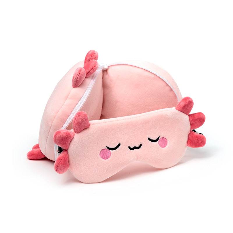 Relaxeazzz Adoramals Maddie the Axolotl Travel Pillow & Eye Mask - Gift Arch