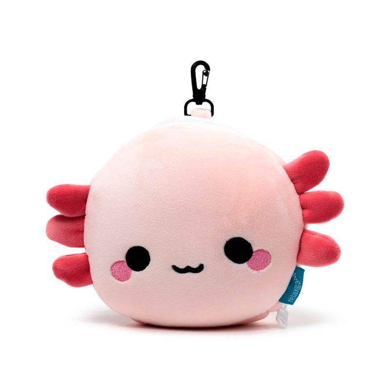 Relaxeazzz Adoramals Maddie the Axolotl Travel Pillow & Eye Mask - Gift Arch